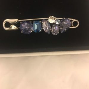 MARC JACOBS Rhinestone Gems Safety Pin Brooch NEW